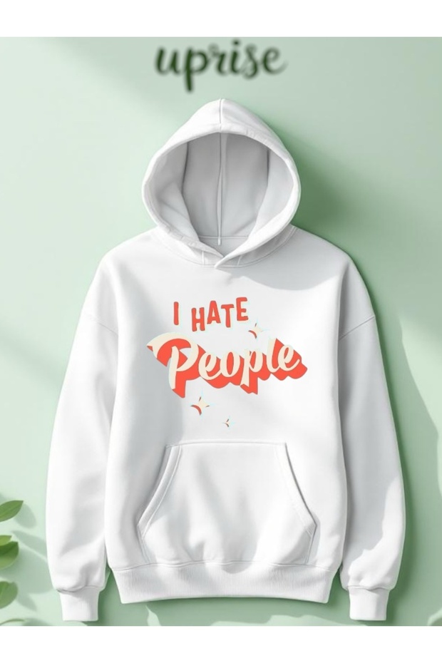 سويت شيرت كبير الحجم مصنوع من القطن بطبعة I Hate People مكون من 3 خيوط