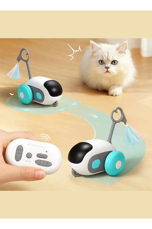 Interactive Smart Cat Toy with Remote Control Rechargeable Automatic Obstacle Avoidance Robot - 4