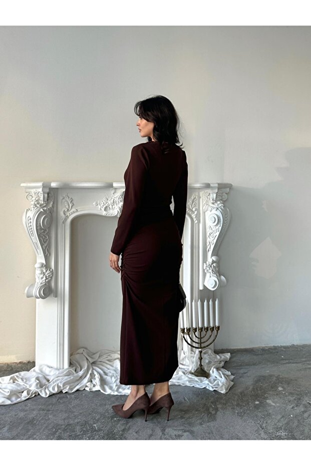 BAHAR ZR MODEL Broş Kemerli Elbise - 7