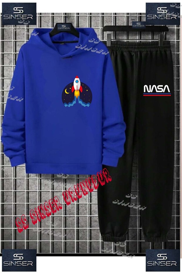 Children's Unisex Printed Hooded Tracksuit Set with the Print'Space Shuttle Launching'
