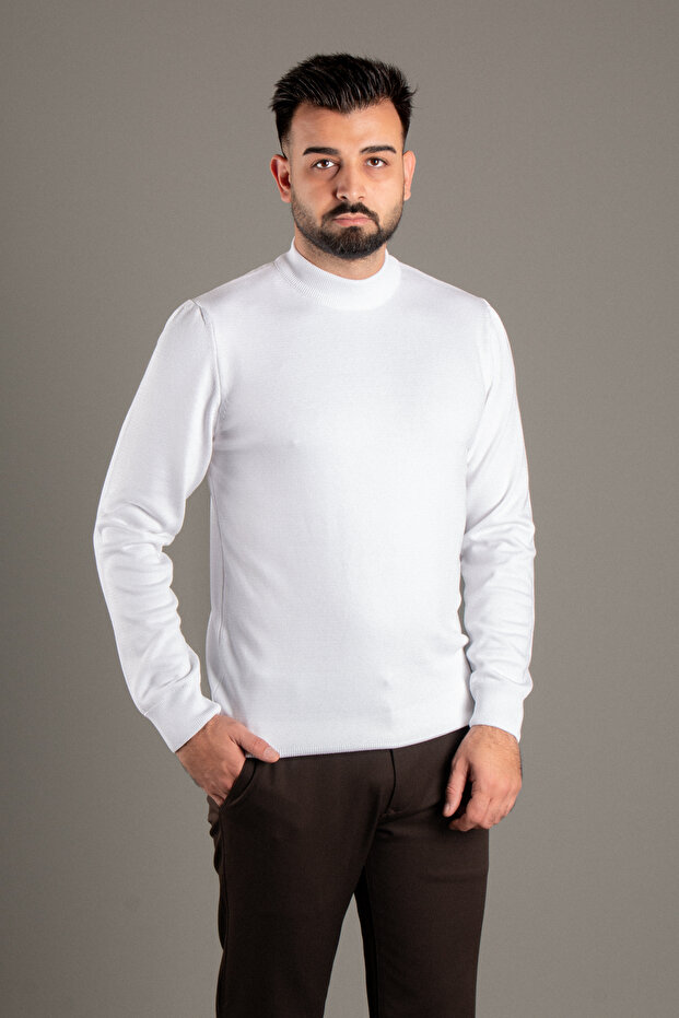 Erkek Bej Basic Balıkçı Triko - 1