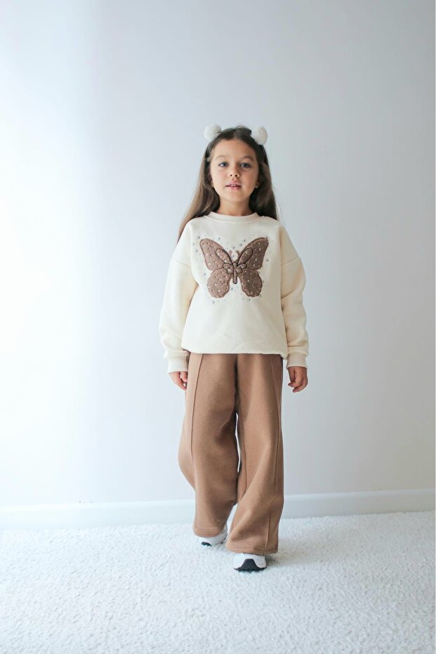 Girls' Set, Top and Bottom Set, 3-Thread Ribbed Fabric, Winter Quality, with Lycra and Cotton Fabric. - 1