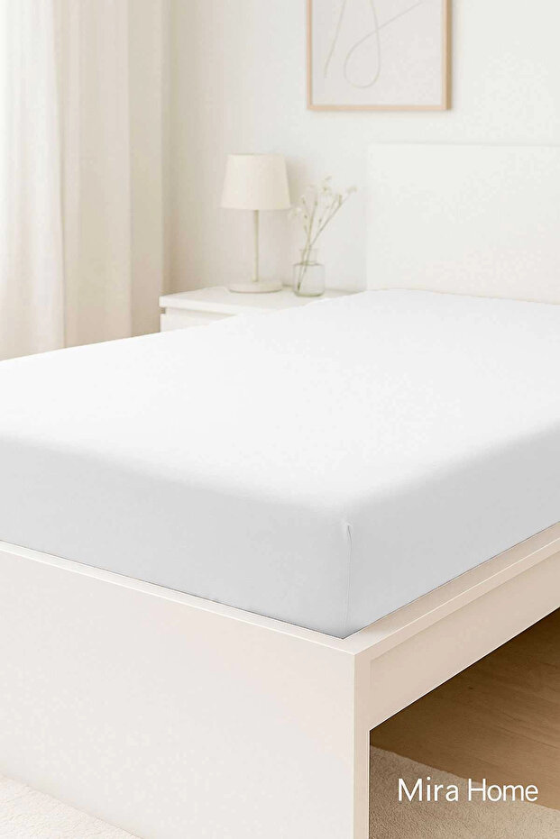 Single Flat Combed 100% Cotton Fitted Sheet 100X200 cm Newsheet White