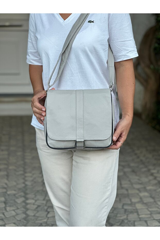 Genuine Leather, Crossbody Strap, Casual Bag, Women's Shoulder Bag, Stone Color 25*24*8 cm