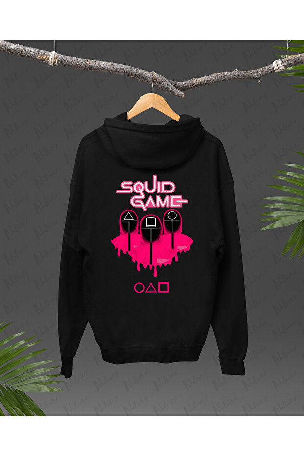 هودي كبير الحجم للجنسين بتصميم Squid Game مطبوع على الظهر، عالي الجودة