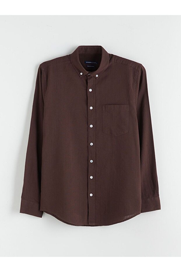 LCWAIKIKI Classic Regular Fit Uzun Kollu Armürlü Erkek Gömlek - 5