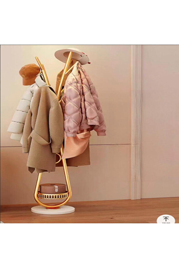 Modern clothes hanger with elegant artistic design and practical storage base - 1