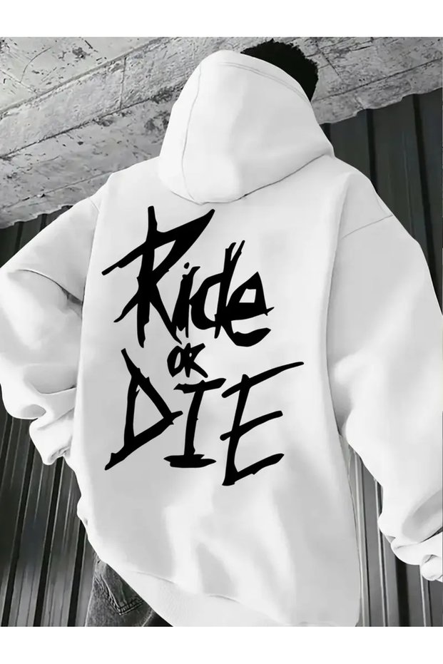 Men's Back Printed Hooded Sweatshirt