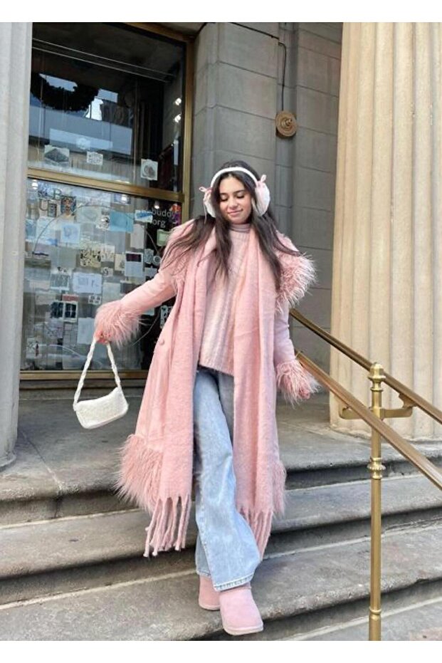 Wearflawlesswinter Soft Boucle Pink Scarf, Christmas Gift, Winter Gift