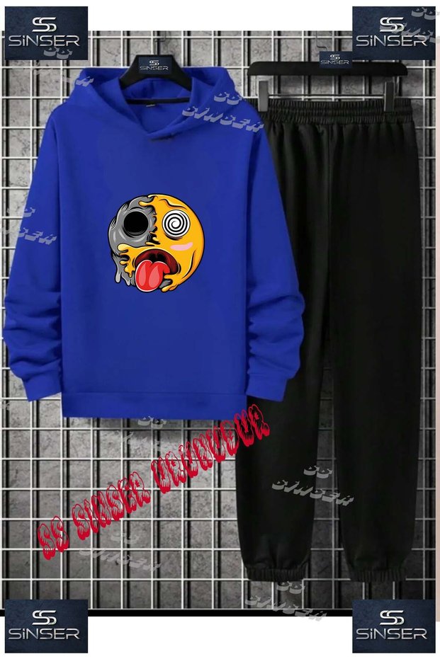 Children's Unisex Custom Printed Hoodie and Sweatpants Set with the Text: "Smile Single-Eyed Tongue Out".