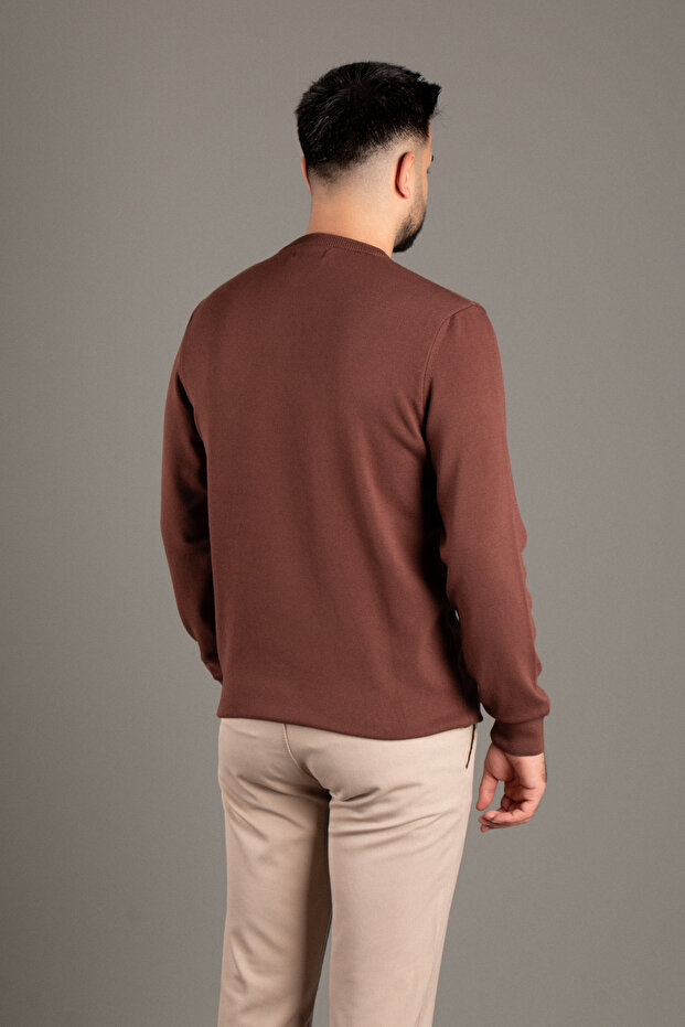 ERKEK KAHVE BASİC O YAKA TRİKO - 5