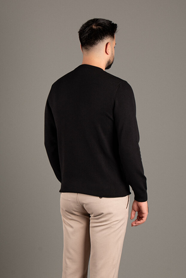 ERKEK SİYAH BASİC O YAKA TRİKO - 5