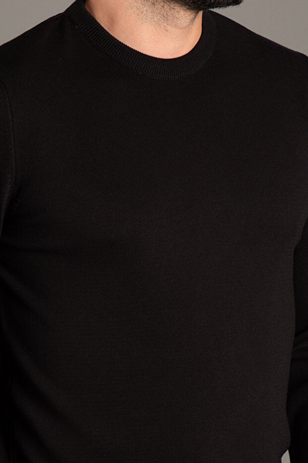 ERKEK SİYAH BASİC O YAKA TRİKO - 3