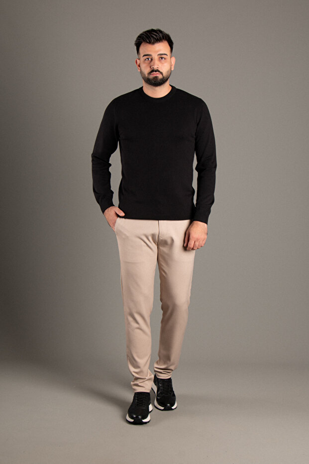 ERKEK SİYAH BASİC O YAKA TRİKO - 2