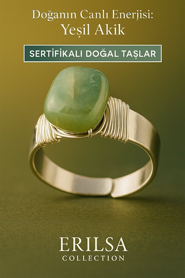 خاتم من حجر العقيق الأخضر الطبيعي المعتمد - علبة سميكة قابلة للتعديل