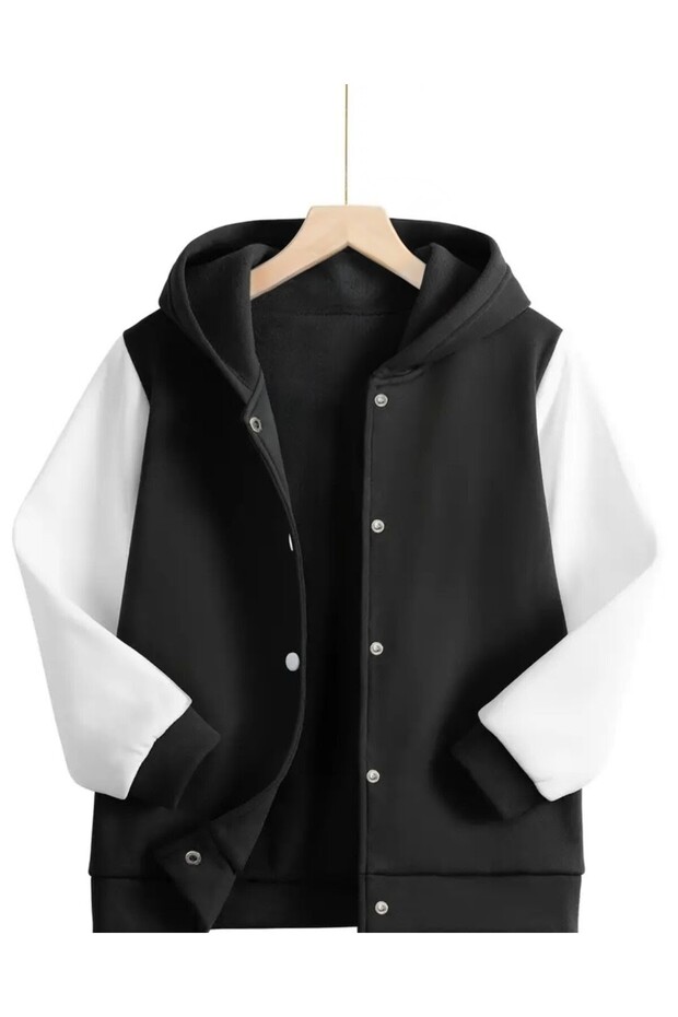 Unisex Snap Closure Hooded Jacket