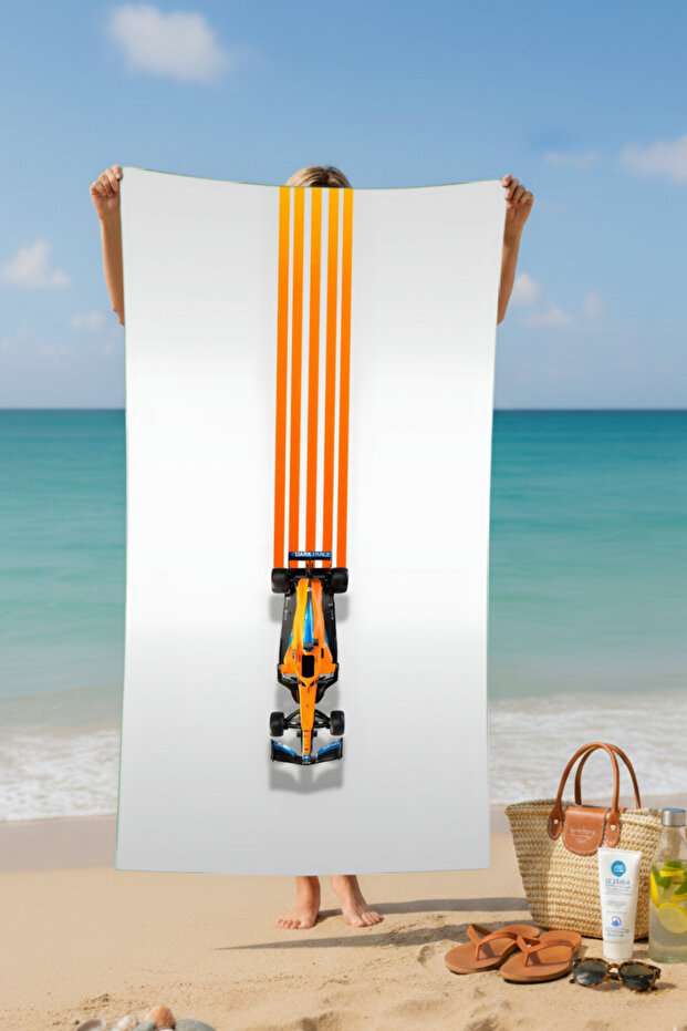 F1 Patterned Cotton Beach Towel – Patterned Design - 2