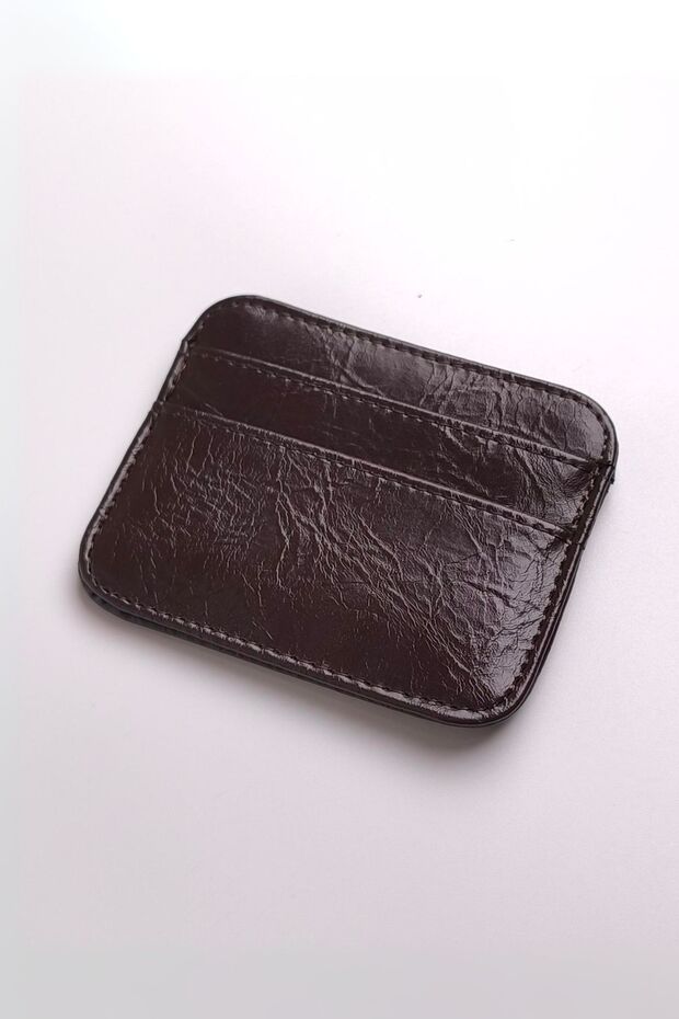 Kırışık Deri Basic Kartlık Kahve - 3
