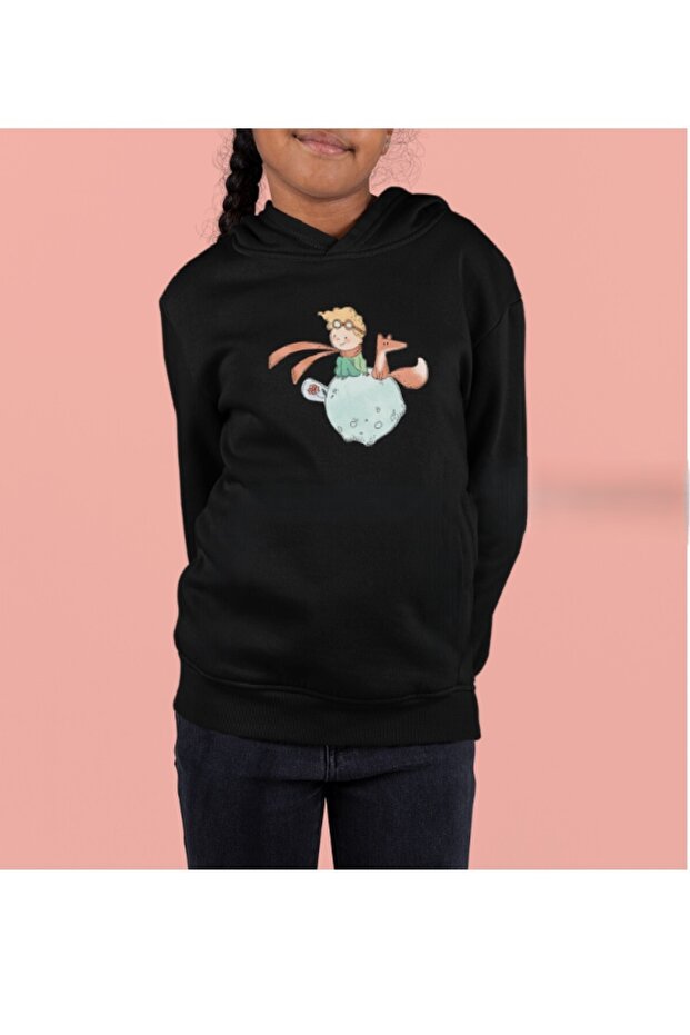Makiteks Hooded Printed Patterned Girls' Hoodie Sweatshirt Pullover Winter Tracksuit Top