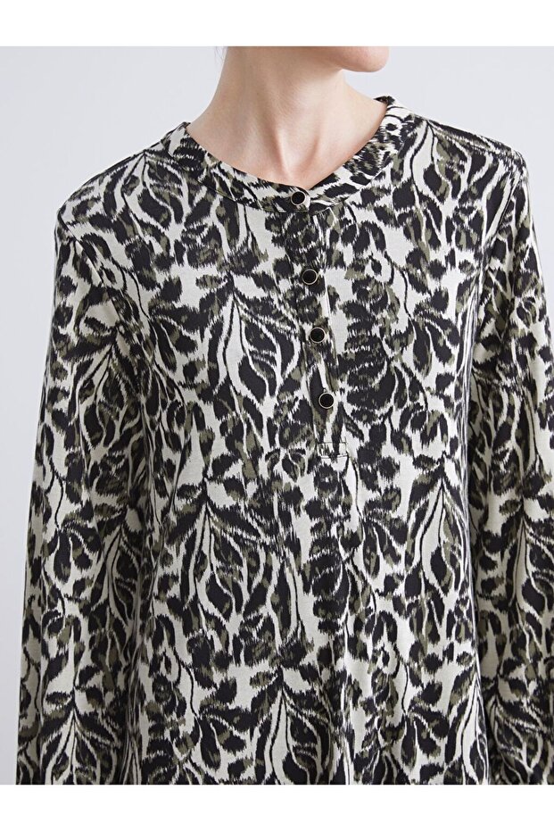 LCW Grace Bisiklet Yaka Desenli A Kesim Elbise - 3