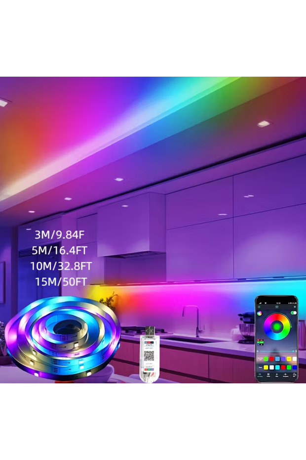 Şerit Led 5 Metre Animasyonlu Tak Çalıştır Kumandalı USB Rgb Şerit Işık Aydınlatma Parti Led - 1