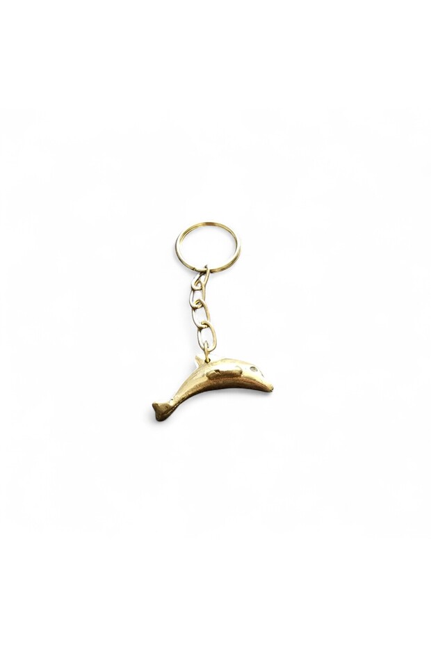 Brass Keychain Dolphin Fish - 1