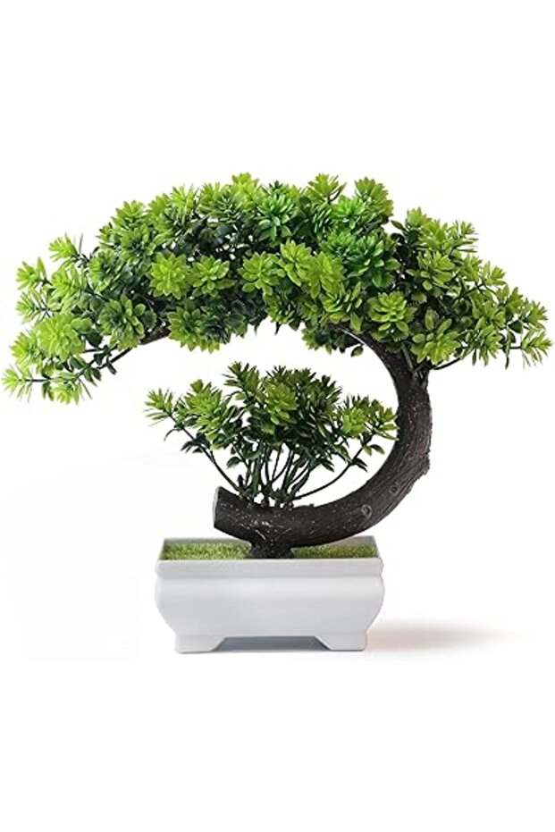 yoerm Small Artificial Bonsai Tree Desk Decor Fake Plants, Tall 8.5"