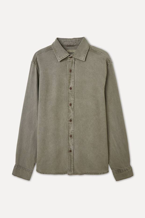 Men's Khaki Regular Fit Long Sleeve Lyocell Shirt