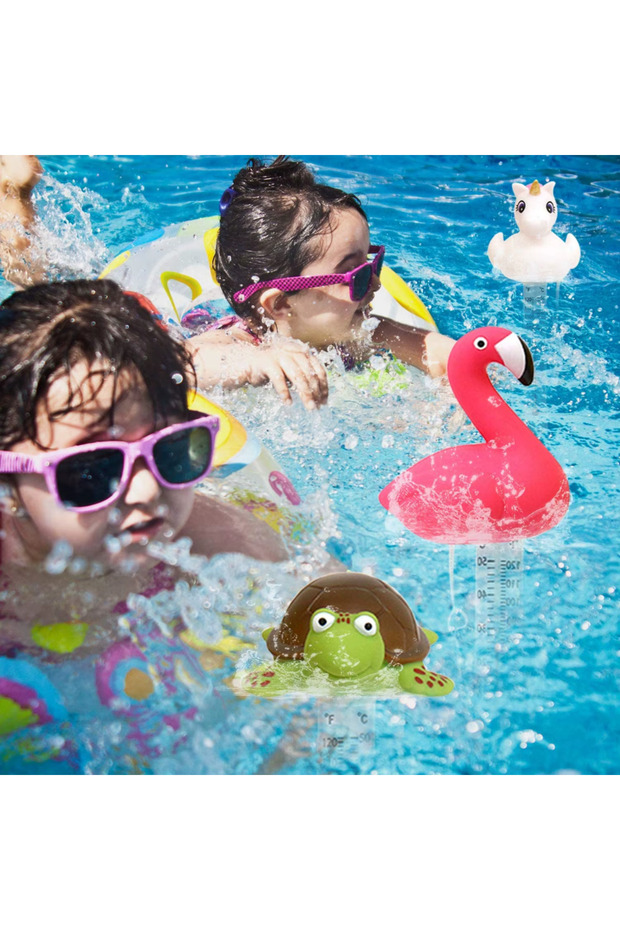 Flamingo Floating Thermometer for Pool, Hot Tub, Spa, Pool Float, 2 Scales - 3