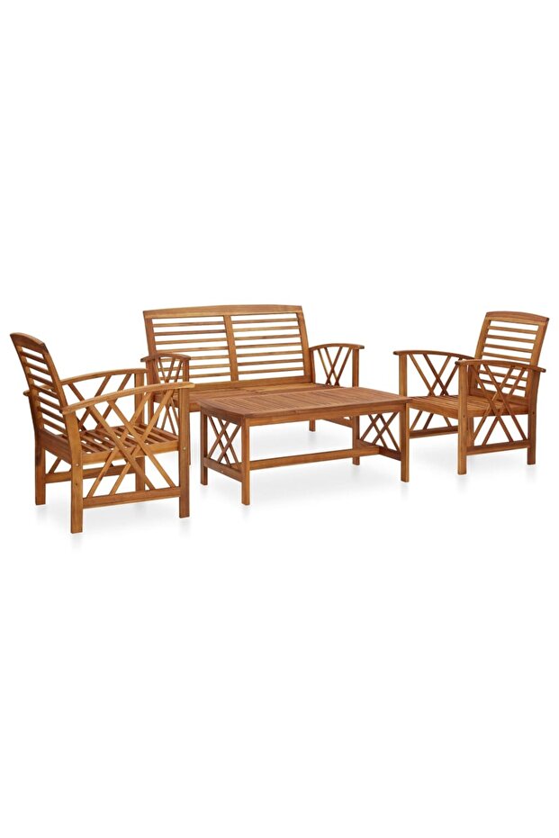 4 Piece Garden Lounge Set Solid Acacia Wood