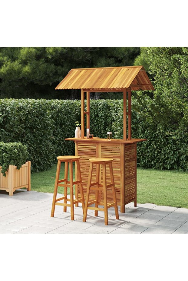 3 Piece Garden Bar Set Solid Wood Acacia