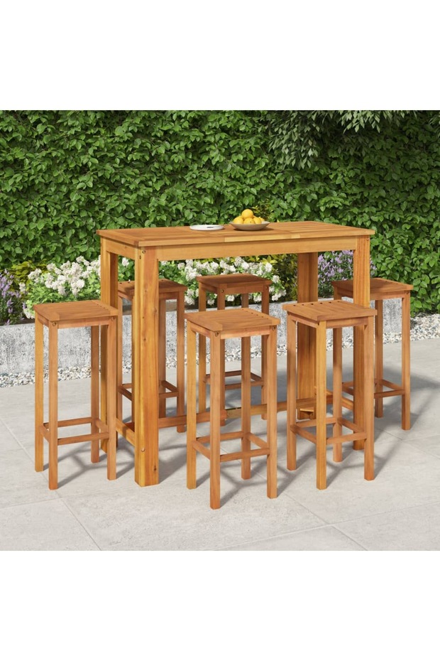 7 Piece Garden Bar Set Solid Wood Acacia