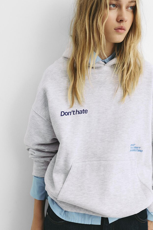 Kapüşonlu "Don't hate" sweatshirt - 5