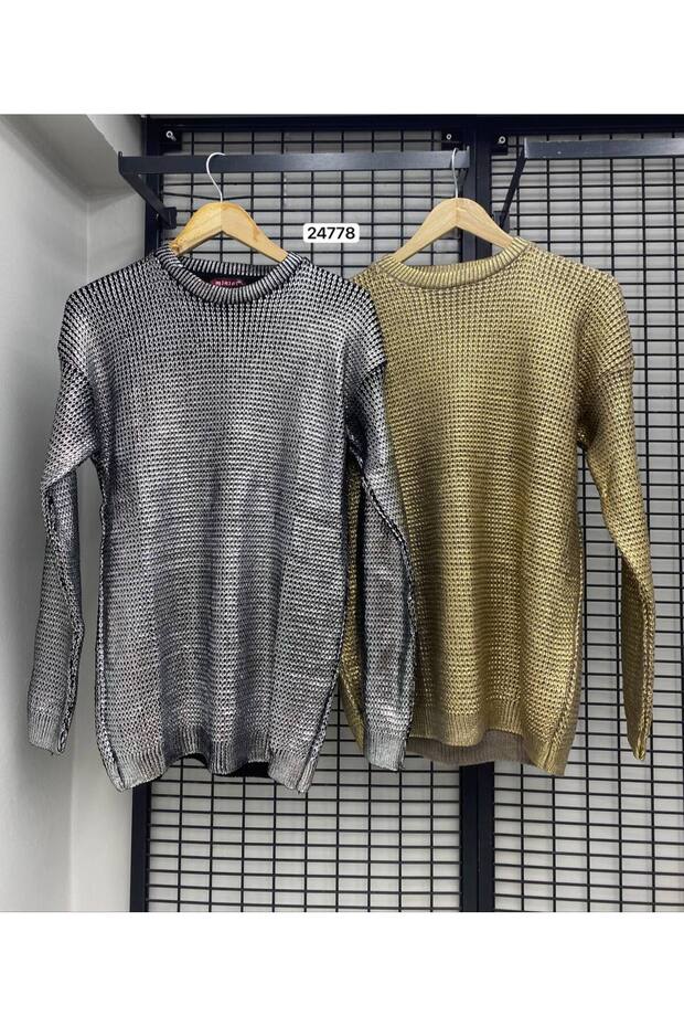 Varak baskılı triko tunik - 3