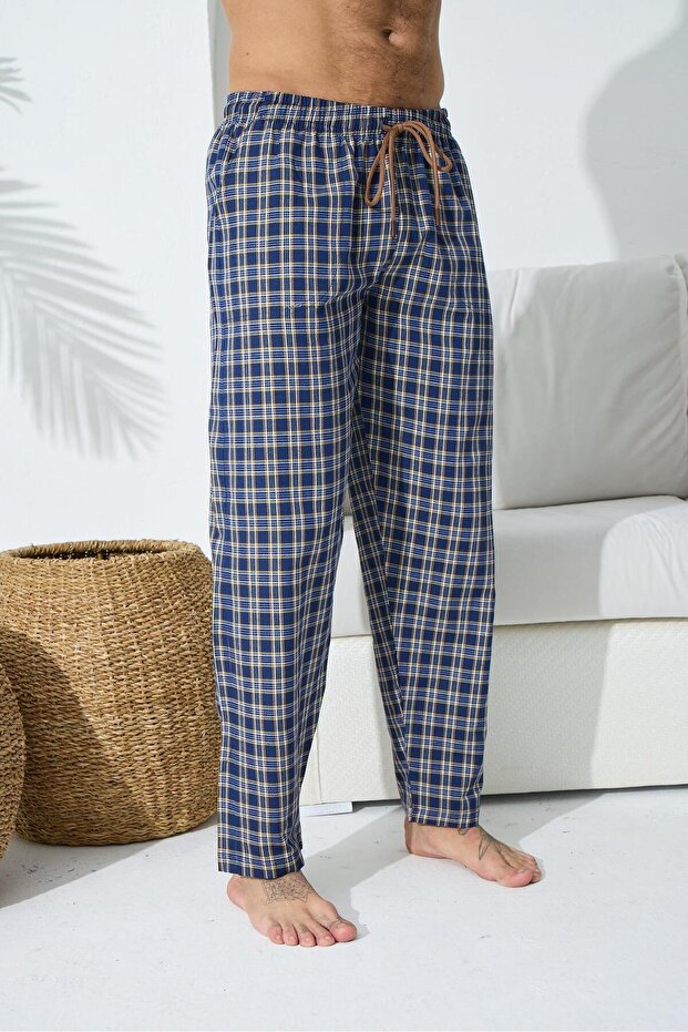 Premium Men's High-Quality Poplin Cotton Fabric Plaid Trousers/Pajama Bottoms