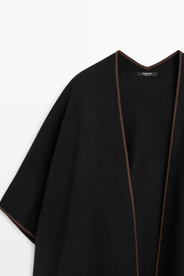 Kontrast detaylı triko panço - 6