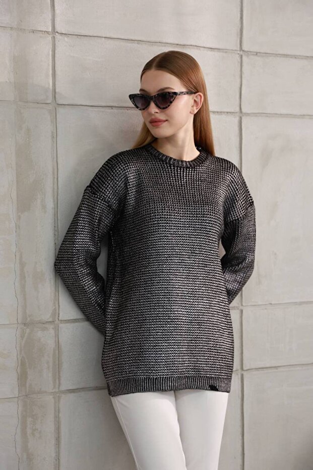 Varak baskılı triko tunik - 4