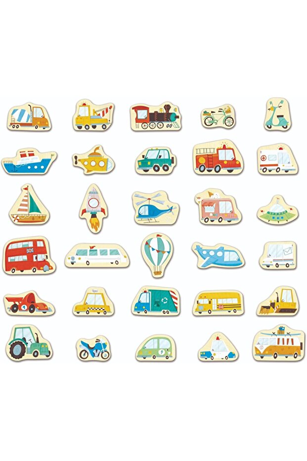 Magnetic Vehicles Set | 30-Piece Classic Vehicle Magnet Puzzle for Kids | Educational Toy for C