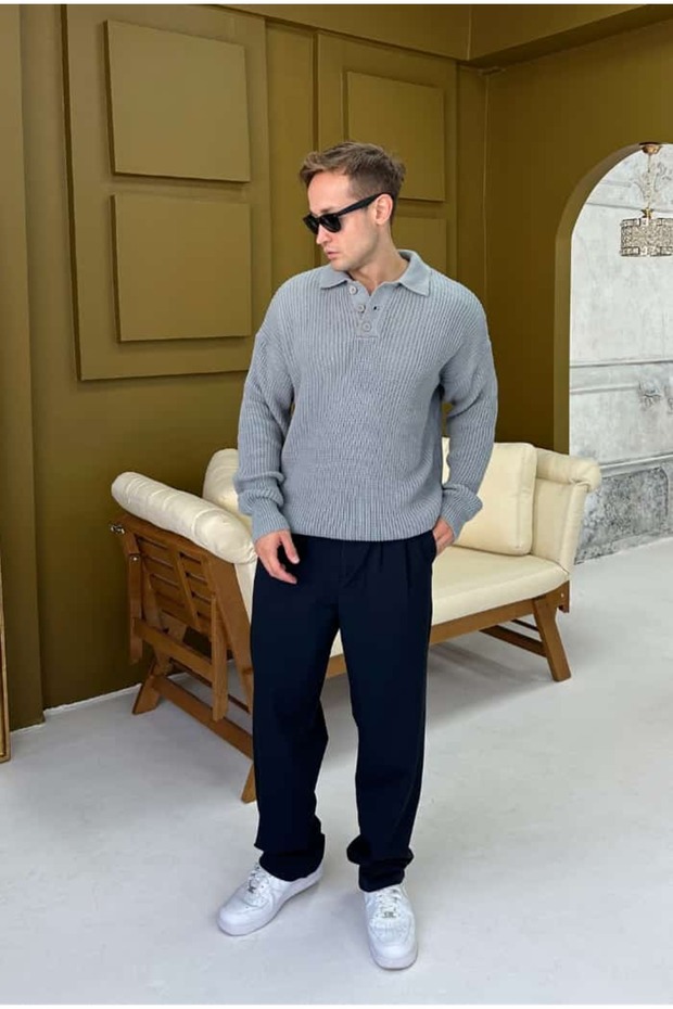 Polo Neck Oversize Sweater - 7
