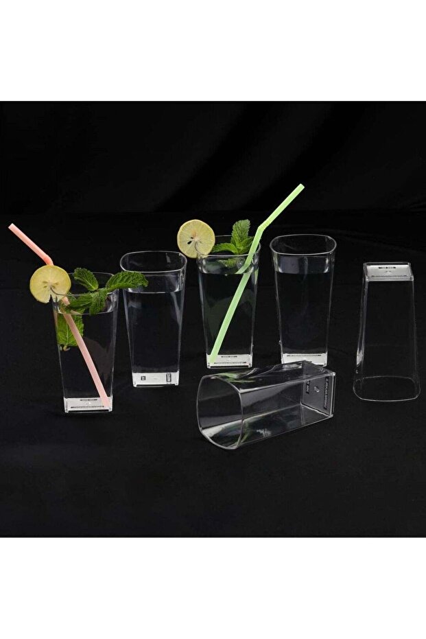 Clear Square Unbreakable Acrylic Water Glass 6Pcs Set