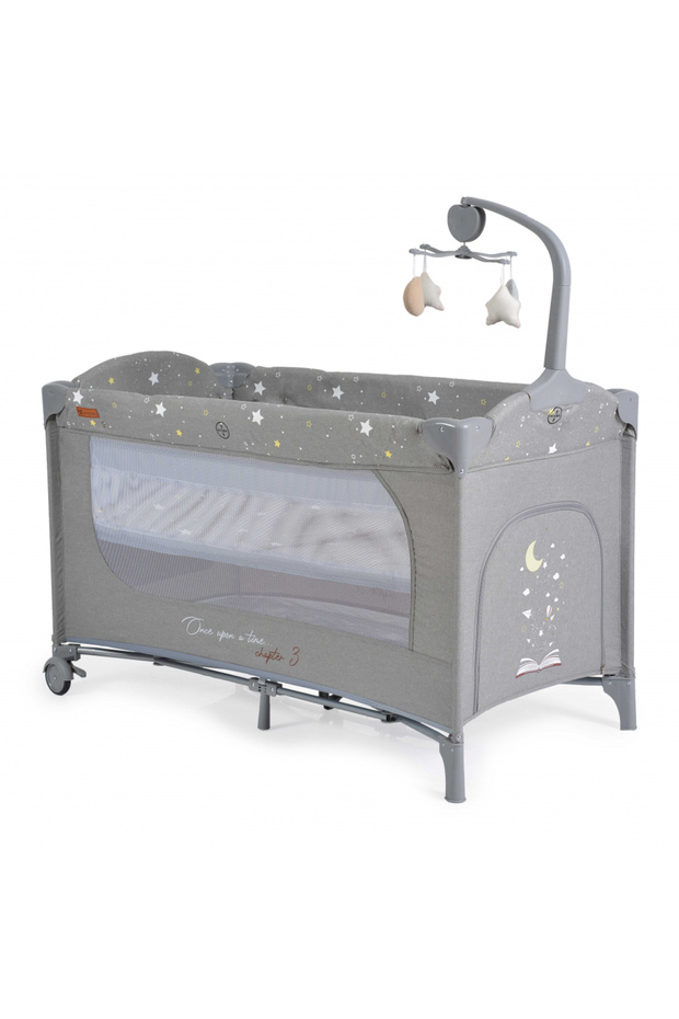 Folding cot for children Once Upon a Time L23 Grey, changing table, wheels with fork, 2 levels - 7