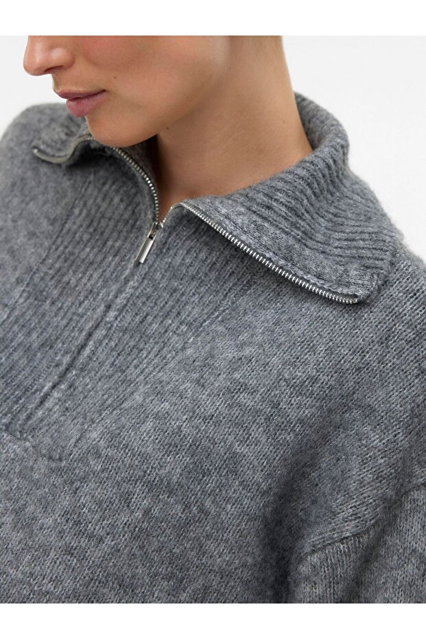 Strickpullover Normal geschnitten Hoch geschlossen Pullover - 5