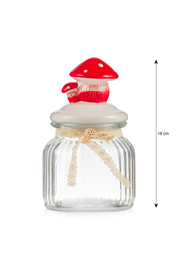 Sparkling Choices from Shining Store |   Glass Storage Container with Mushroom Figure 600 ml - 5