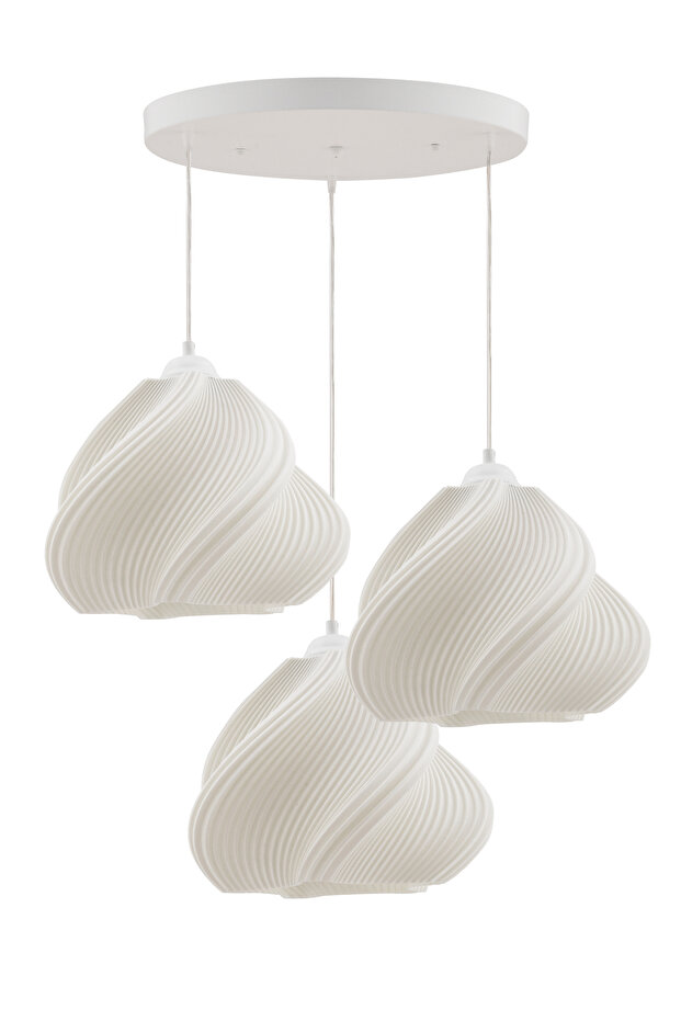 Leaf 3'lü Beyaz Modern Pinterest Tarzı Sarkıt Avize - 4