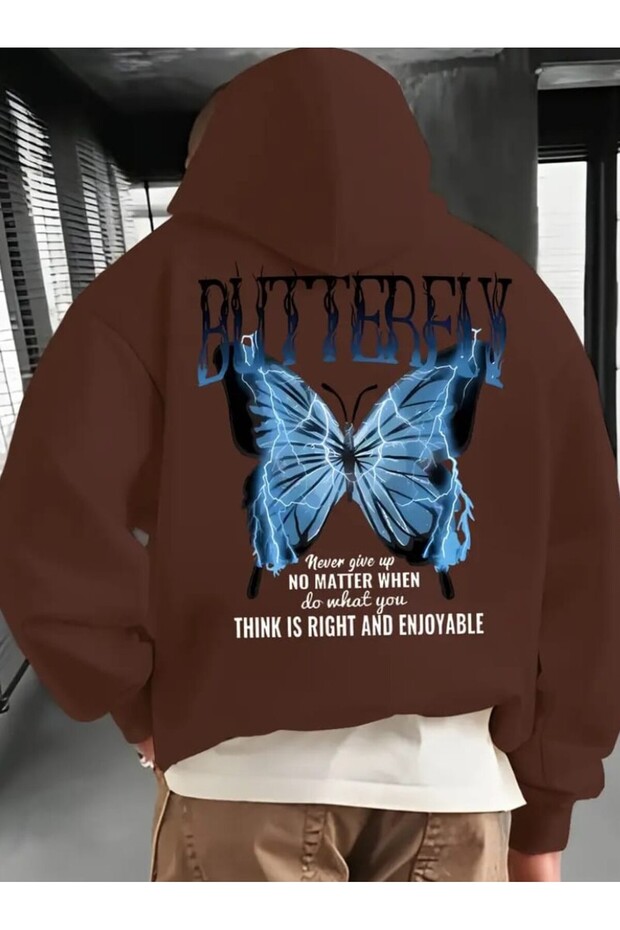 Men's Oversize Butterfly Printed Hoodie