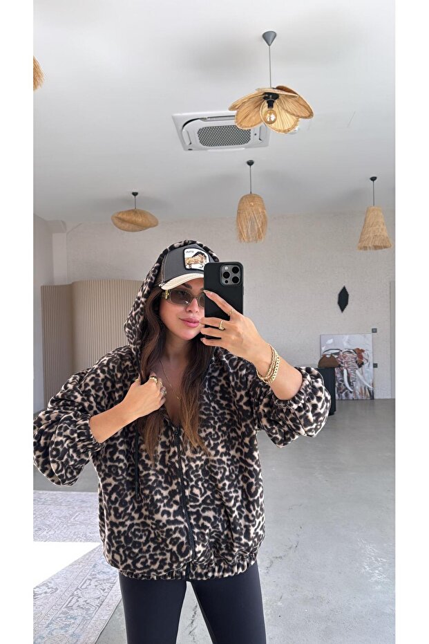 Leopar Polar Ceket - 4