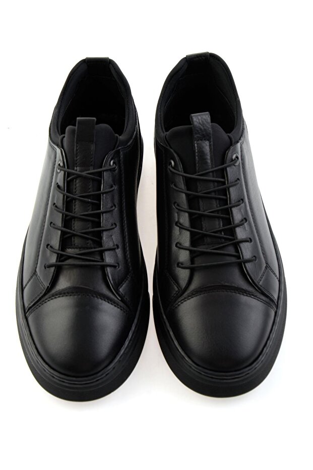 Siyah Hakiki Deri Erkek Sneaker E01082000603 - 4