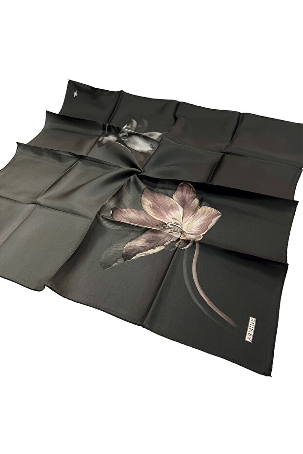 Nostaljik Twill Eşarp Siyah Eşarp - 1