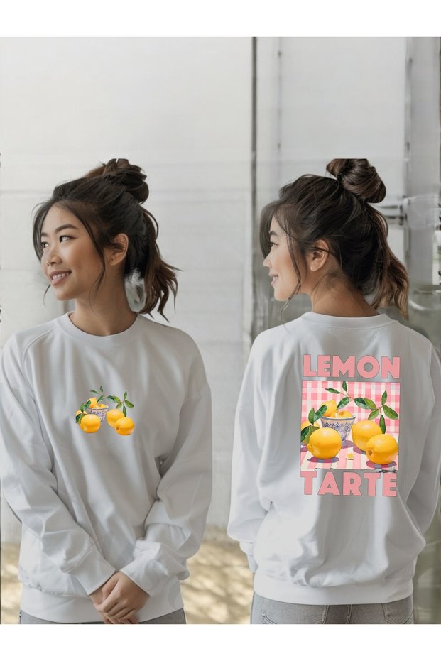 Unisex Long Sleeve Lemon Tarte Transfer Printed Crew Neck Sweatshirt