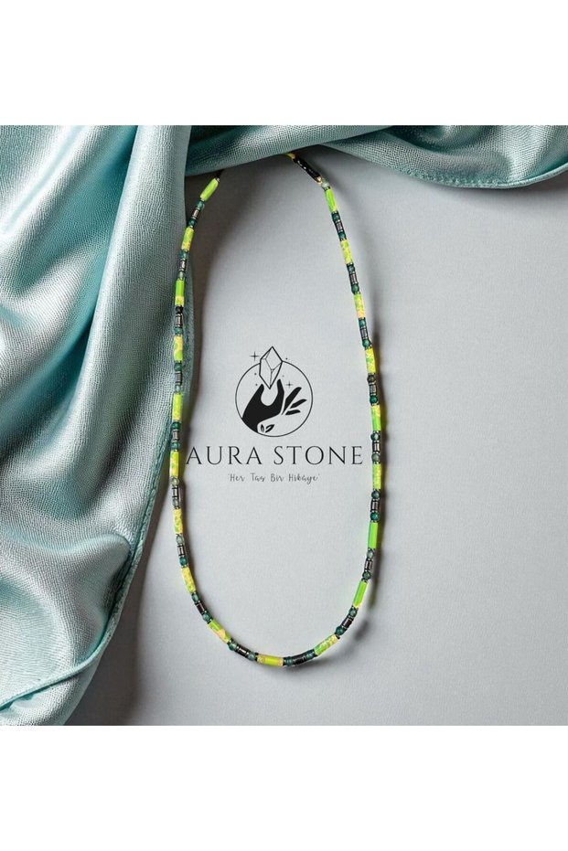Aurastone Green Agate Natural Stone Cylinder Pendant